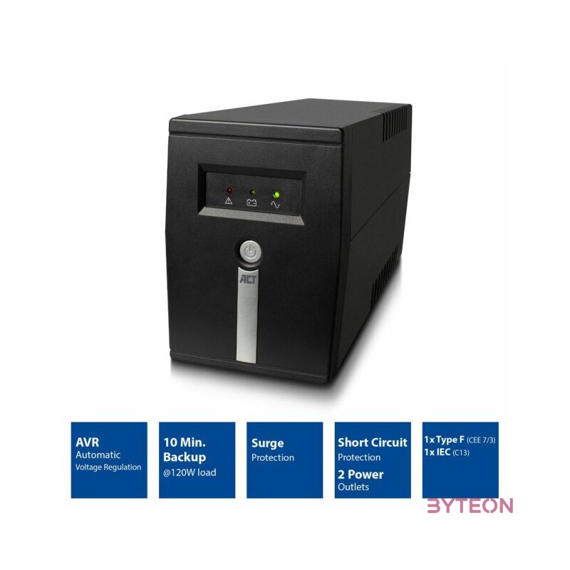 ACT AC2305 szünetmentes tápegység (UPS) Vonal interaktív 0,6 kVA 360 W 2 AC kimenet(ek)