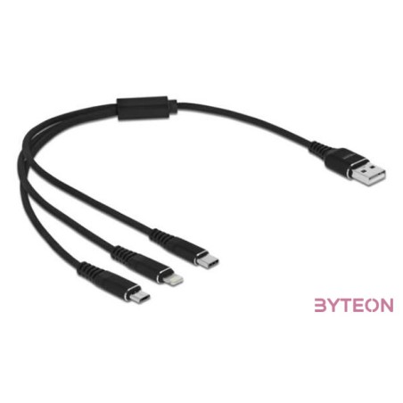 DeLOCK 87152 USB kábel 0,3 M USB 2.0 USB A USB C,Micro-USB B,Lightning Fekete