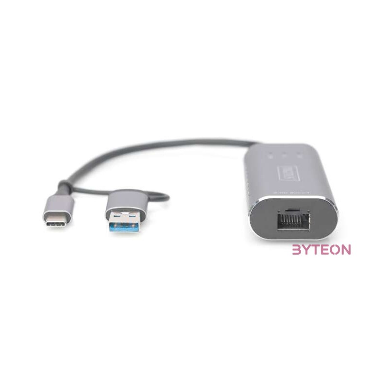 Digitus DN-3028 csatlakozó átlakító USB-C USB 3.1 RJ-45 Szürke