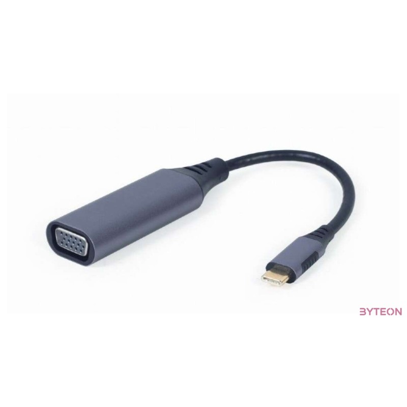 Gembird A-USB3C-VGA-01 video átalakító kábel 0,15 M USB C-típus VGA (D-Sub) Fekete, Szürke