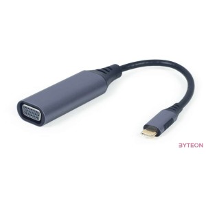 Gembird A-USB3C-VGA-01 video átalakító kábel 0,15 M USB C-típus VGA (D-Sub) Fekete, Szürke