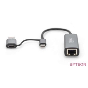 Digitus DN-3028 csatlakozó átlakító USB-C USB 3.1 RJ-45 Szürke