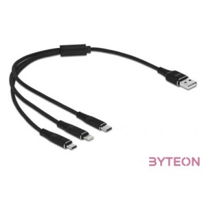 DeLOCK 87152 USB kábel 0,3 M USB 2.0 USB A USB C,Micro-USB B,Lightning Fekete