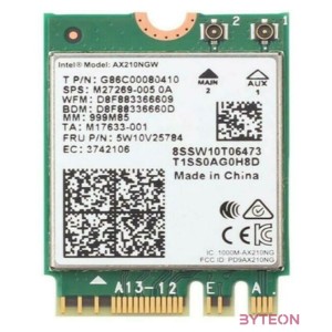 Intel Wi-Fi 6E AX210 Belső WLAN 2400 Mbit,s