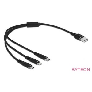 DeLOCK 87152 USB kábel 0,3 M USB 2.0 USB A USB C,Micro-USB B,Lightning Fekete