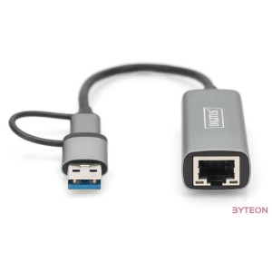 Digitus DN-3028 csatlakozó átlakító USB-C USB 3.1 RJ-45 Szürke
