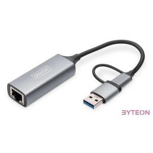 Digitus DN-3028 csatlakozó átlakító USB-C USB 3.1 RJ-45 Szürke