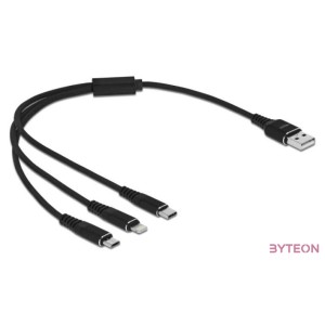 DeLOCK 87152 USB kábel 0,3 M USB 2.0 USB A USB C,Micro-USB B,Lightning Fekete