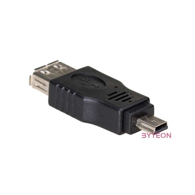 Akyga Adapter AK-AD-07 USB-AF,miniUSB-B (5-pin) USB A USB mini B 5-pin Fekete