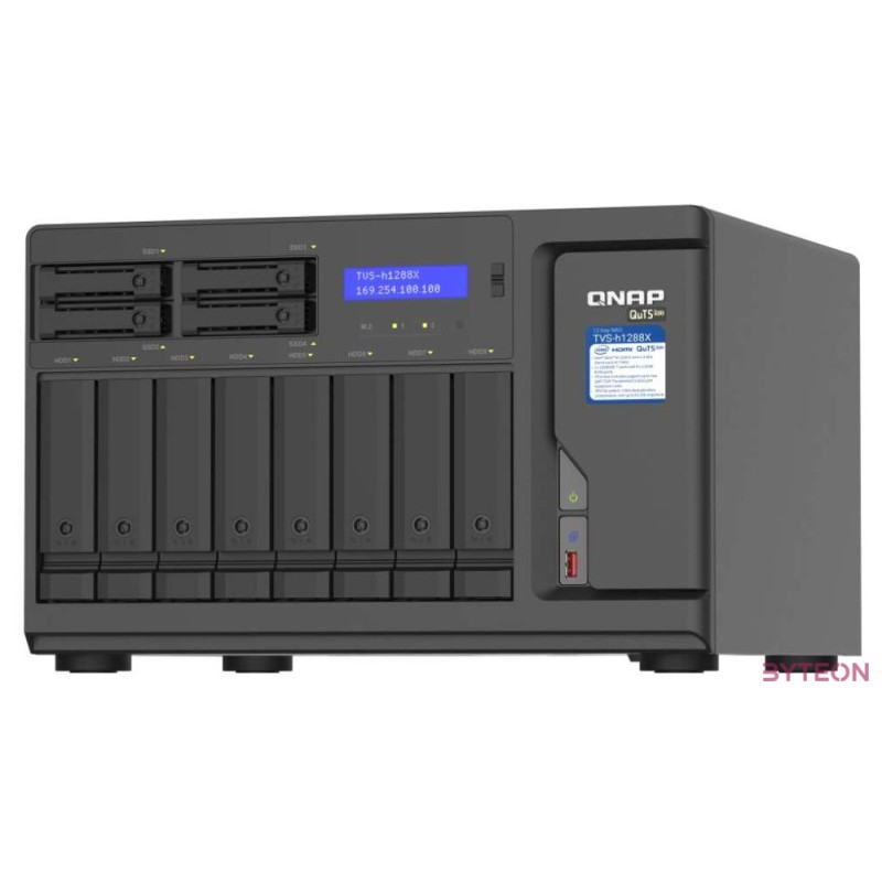 QNAP TVS-h1288X NAS Tower Ethernet,LAN csatlakozás Fekete W-1250