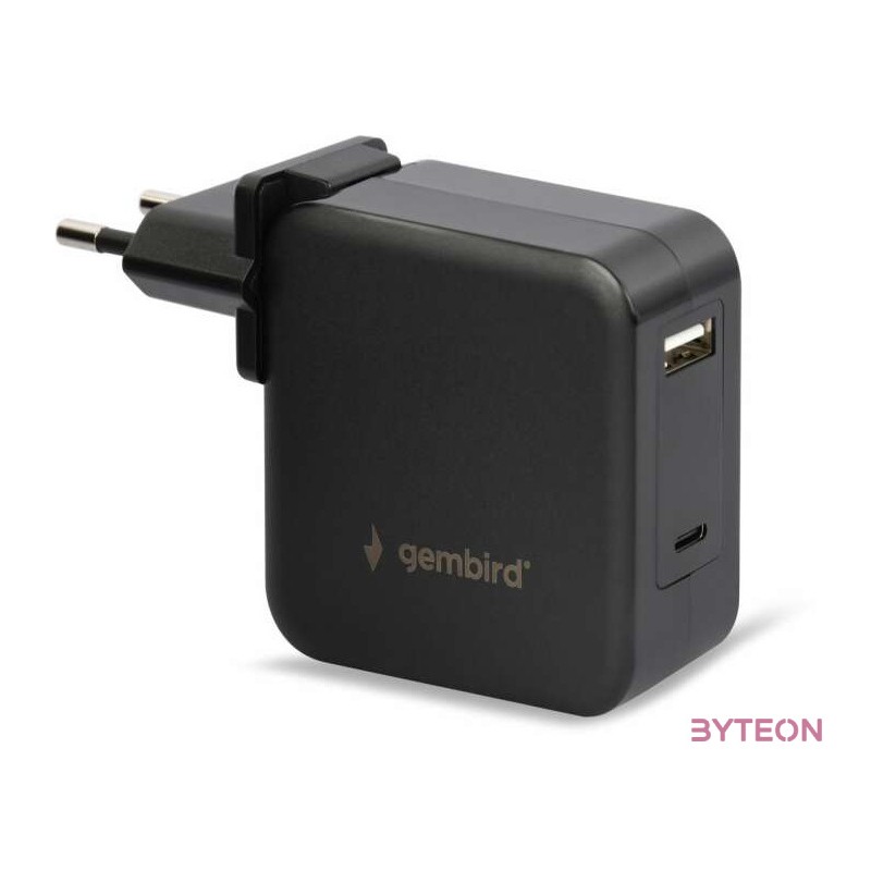 Gembird NPA-PD60-01 mobiltelefon töltő Fekete Beltéri