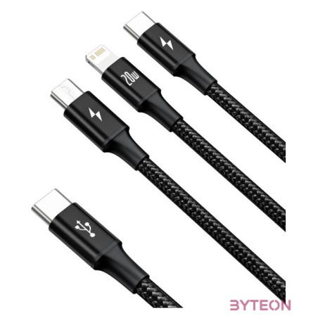 Baseus Rapid 3-in-1 USB kábel 1,5 M USB A USB C.Micro USB A,Lightning Fekete