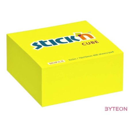 Öntapadó jegyzettömb STICKN 76x76mm neon sárga 400 lap