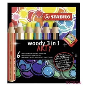 Színes ceruza STABILO Woody 3in1 hengeres vastag 6 db,készlet
