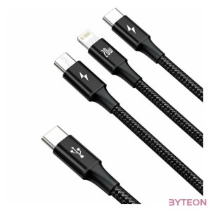 Baseus Rapid 3-in-1 USB kábel 1,5 M USB A USB C.Micro USB A,Lightning Fekete