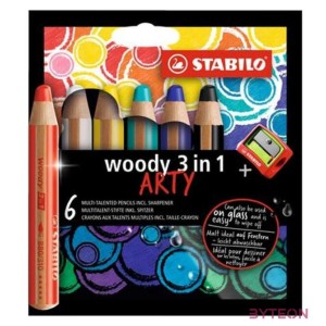Színes ceruza STABILO Woody 3in1 hengeres vastag 6 db,készlet