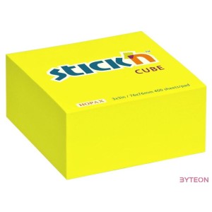 Öntapadó jegyzettömb STICKN 76x76mm neon sárga 400 lap