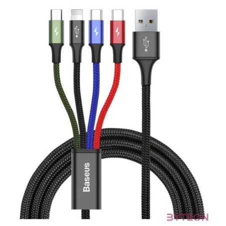 Baseus Fast 4 az 1-ben USB-kábel 2xUSB-C , Lightning , Micro 3,5A 1,2 m (fekete)