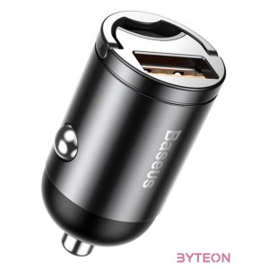 Baseus Tiny Star mini autós töltő, USB, QC 3.0, 30 W (szürke)