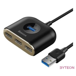 Baseus Square Round 4 az 1-ben USB 3.0 HUB - 1x USB 3.0  3x USB 2.0, 1 m (fekete)
