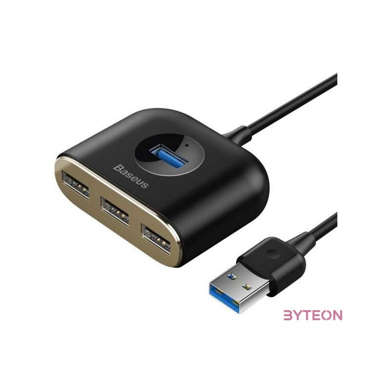 Baseus Square Round 4 az 1-ben USB 3.0 HUB - 1x USB 3.0  3x USB 2.0, 1 m (fekete)