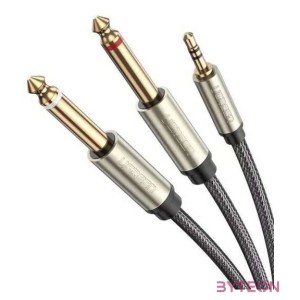 UGREEN AV126 3,5 mm-es TRS kábel 2x TS-hez - 1 m (szürke)