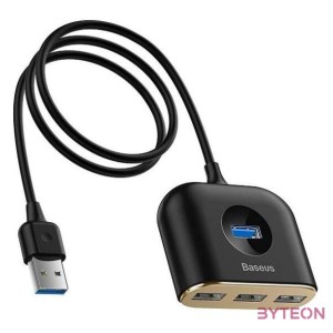 Baseus Square Round 4 az 1-ben USB 3.0 HUB - 1x USB 3.0  3x USB 2.0, 1 m (fekete)