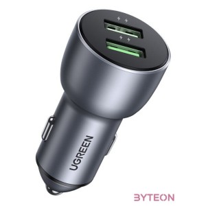 UGREEN CD213 QC 3.0 autós töltő, 2xUSB, 36W (szürke)
