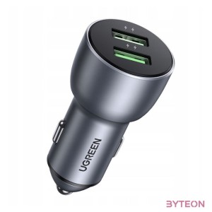 UGREEN CD213 QC 3.0 autós töltő, 2xUSB, 36W (szürke)