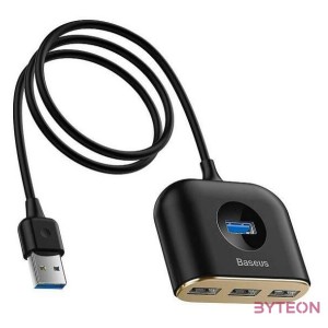 Baseus Square Round 4 az 1-ben USB 3.0 HUB - 1x USB 3.0  3x USB 2.0, 1 m (fekete)