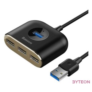 Baseus Square Round 4 az 1-ben USB 3.0 HUB - 1x USB 3.0  3x USB 2.0, 1 m (fekete)