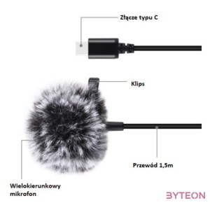 Puluz  PU425 csiptethető mikrofon 1,5 m, USB-C