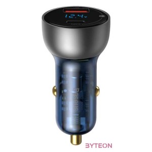 Baseus Particular Digital Display autós töltő kijelzővel, USB  USB-C, QC3.0  PD, 5A, 65 W (ezüst)