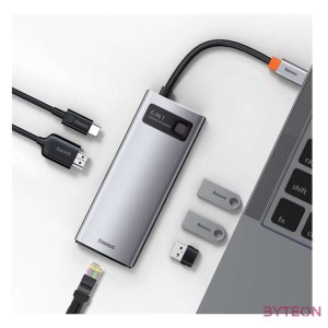 Baseus Metal Gleam Series 6 az 1-ben hub, USB-C - 3x USB 3.0  HDMI  USB-C PD  Ethernet RJ45