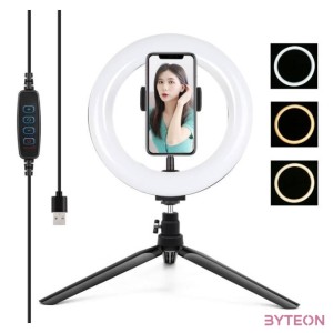 Puluz Ring lámpa , LED állvány 20cm telefontartóval PKT3073B