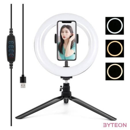 Puluz Ring lámpa , LED állvány 20cm telefontartóval PKT3073B