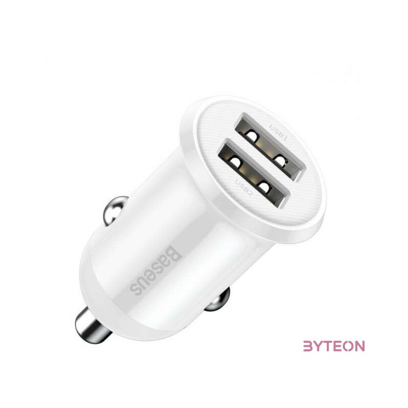 Baseus Grain Pro 2x USB 4.8A autós töltő (fehér)