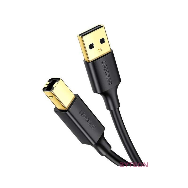 UGREEN US135 USB 2.0 AB nyomtatókábel, aranyozott, 1 m (fekete)