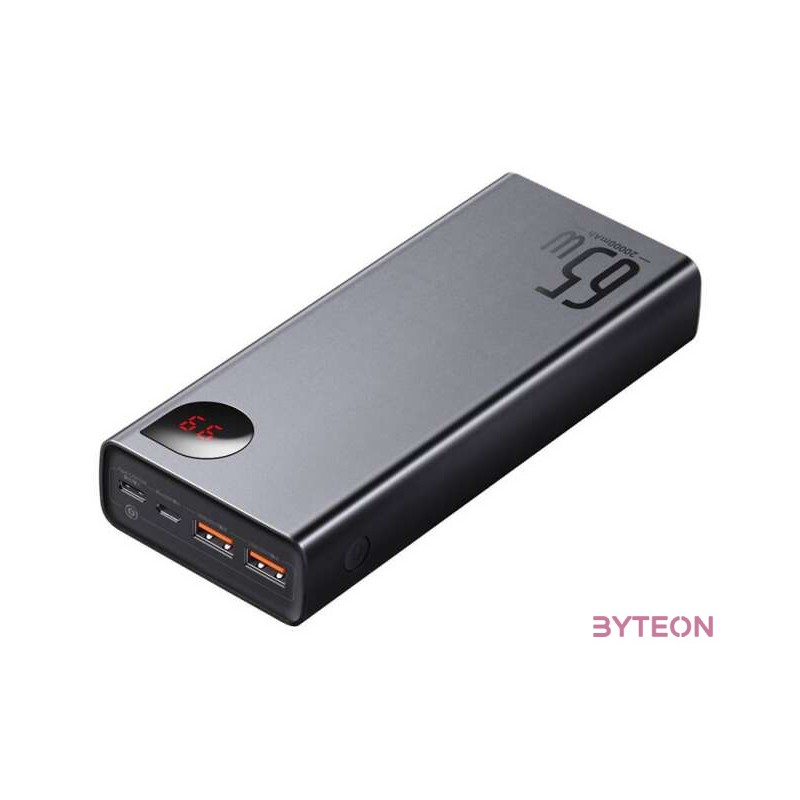 Powerbank Baseus Adaman Metal 20000mAh, PD, QC 3.0, 65W, 2xUSB  USB-C  micro USB, (fekete)