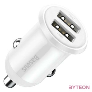Baseus Grain Pro 2x USB 4.8A autós töltő (fehér)