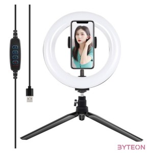 Puluz Ring lámpa , LED állvány 20cm telefontartóval PKT3073B