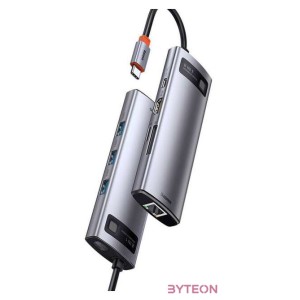 Baseus Metal Gleam Series 8 az 1-ben hub, USB-C - 3x USB 3.0  HDMI  USB-C PD  Ethernet RJ45  microSD , SD