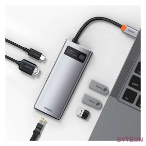 Baseus Metal Gleam Series 6 az 1-ben hub, USB-C - 3x USB 3.0  HDMI  USB-C PD  Ethernet RJ45