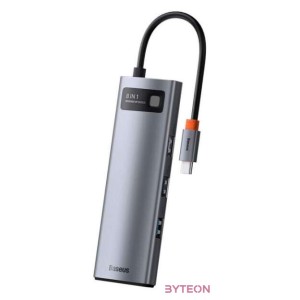 Baseus Metal Gleam Series 8 az 1-ben hub, USB-C - 3x USB 3.0  HDMI  USB-C PD  Ethernet RJ45  microSD , SD