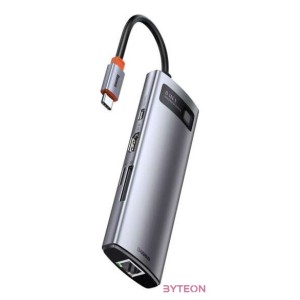 Baseus Metal Gleam Series 8 az 1-ben hub, USB-C - 3x USB 3.0  HDMI  USB-C PD  Ethernet RJ45  microSD , SD