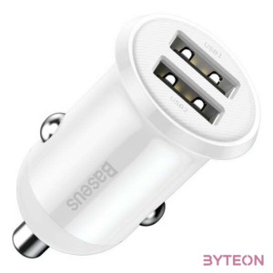 Baseus Grain Pro 2x USB 4.8A autós töltő (fehér)