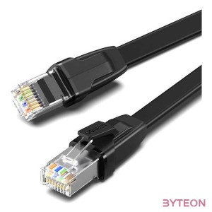 UGREEN NW134 Lapos hálózati kábel fém csatlakozókkal, Ethernet RJ45, Cat.8, U , FTP, 5 m (fekete)