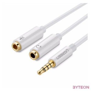 UGREEN AV141 AUX hangelosztó 3,5 mm-es mini jack (férfi) fejhallgatóhoz  mikrofonhoz (anya), 20 cm (fehér)