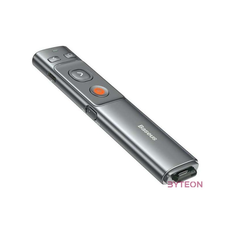 Baseus Orange Dot multifunkcionális távirányító prezentációkhoz, lézermutatóval, újratölthető (szürke)