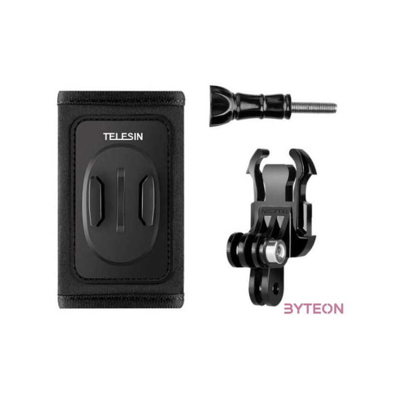 Telesin backpack strap mount kit with J-hook mount for sports cameras (GP-BPM-003)